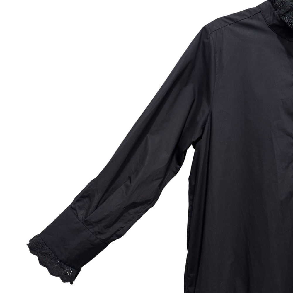 Hunter Bell Carter Mini Dress Lace Cotton Poplin Preppy Dark Academia Black Sz S - Picture 6 of 15